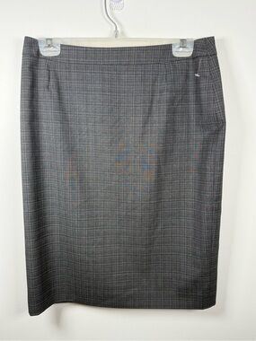 HUGO BOSS | Vimena Grey Check Wool Skirt Size 8